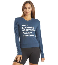 Spiritual Gangster Happiness Crew Neck Savasana Pullover Faded Navy -Pranty Yoga Shop 4862134124587 fadednavy 1