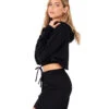 Onzie Cinch Crop Hoodie Black Fleece -Pranty Yoga Shop 6540625477675 blackfleece 2a