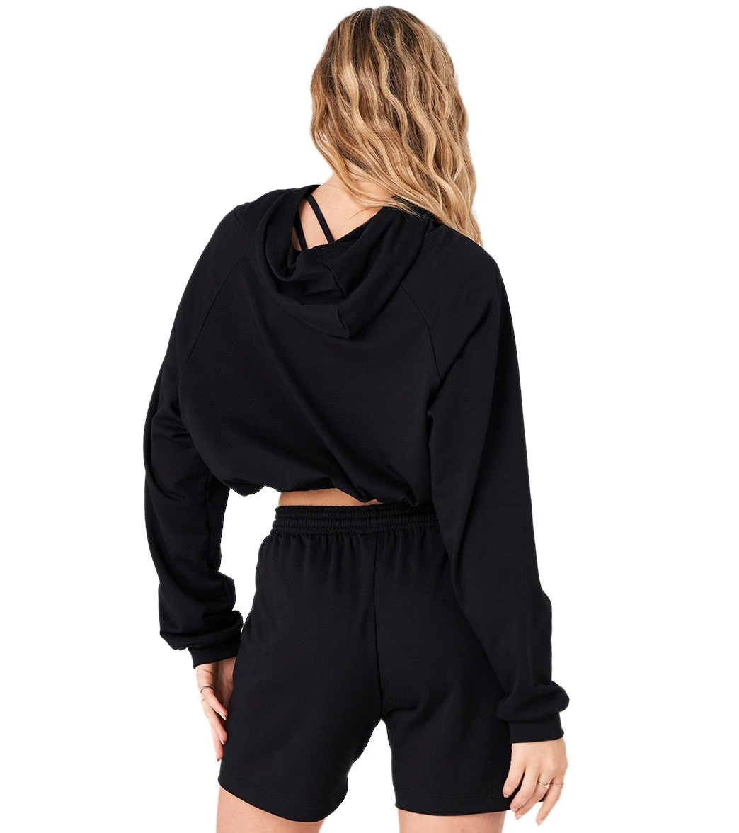 Onzie Cinch Crop Hoodie Black Fleece 4 Onzie Cinch Crop Hoodie Black Fleece - Image 2