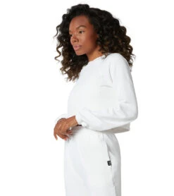 NUX Don't Stop Organic Crop Pullover -Pranty Yoga Shop 6570914283563 white 2a