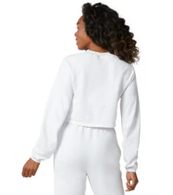 NUX Don't Stop Organic Crop Pullover -Pranty Yoga Shop 6570914283563 white 3a