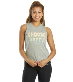 Spiritual Gangster Choose Happy Muscle Tank Heather Grey -Pranty Yoga Shop 6577303486507 heathergrey