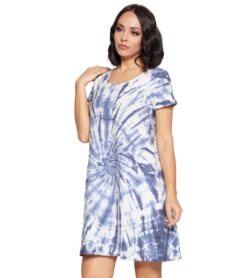 Yak & Yeti Dress Tie Dye Textured Fabric With Pockets -Pranty Yoga Shop 6577629069355 blue 2a