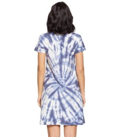 Yak & Yeti Dress Tie Dye Textured Fabric With Pockets -Pranty Yoga Shop 6577629069355 blue 3a