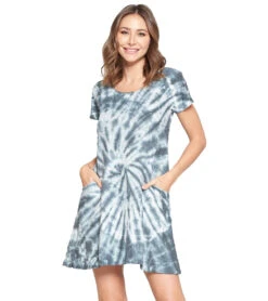 Yak & Yeti Dress Tie Dye Textured Fabric With Pockets -Pranty Yoga Shop 6577629167659 gray