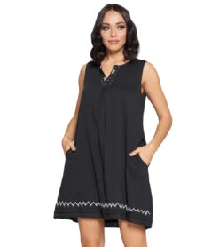 Yak & Yeti Dress Handstitched Details Layered Hem -Pranty Yoga Shop 6577629364267 black 1a