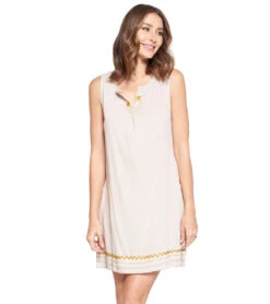 Yak & Yeti Dress Handstitched Details Layered Hem Beige -Pranty Yoga Shop 6577629462571 beige