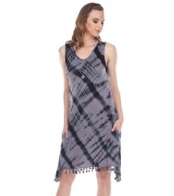 Yak & Yeti Dress Tie Dye Tassel Trim Gray 7 Yak & Yeti Dress Tie Dye Tassel Trim Gray -Pranty Yoga Shop 6577630478379 gray