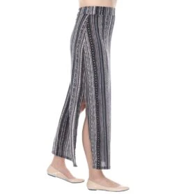 Yak & Yeti Long Skirt Stretchy Striped Tribal Print -Pranty Yoga Shop 6577631887403 blackgray 2a 1