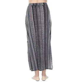 Yak & Yeti Long Skirt Stretchy Striped Tribal Print -Pranty Yoga Shop 6577631887403 blackgray 3a 1