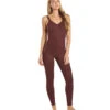 Everyday Yoga Radiant Cheetah Strappy Back Long Leotard 28" -Pranty Yoga Shop 6577632641067 burgundycheetah 1a