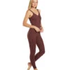 Everyday Yoga Radiant Cheetah Strappy Back Long Leotard 28" Burgundy Cheetah -Pranty Yoga Shop 6577632641067 burgundycheetah 2a