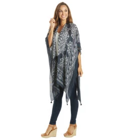 Yak & Yeti Kimono Wrap Mantra Floral With Tassels -Pranty Yoga Shop 6577633263659 black 4a