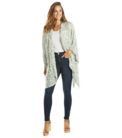 Yak & Yeti Kimono Wrap Floral Design Gray -Pranty Yoga Shop 6577633525803 gray