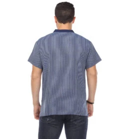 Yak & Yeti Men's Striped Button Up Shirt -Pranty Yoga Shop 6577633591339 navy 3a