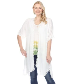 Yak & Yeti Cardigan Loose Fit Lace Trim White -Pranty Yoga Shop 6577633689643 white