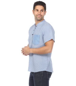 Yak & Yeti Men's Button Up Kurta Shirt Sky