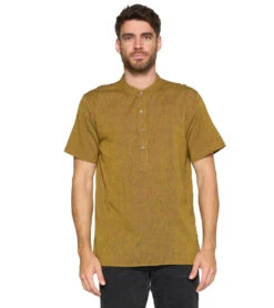 Yak & Yeti Men's Button Up Kurta -Pranty Yoga Shop 6577634148395 mustard