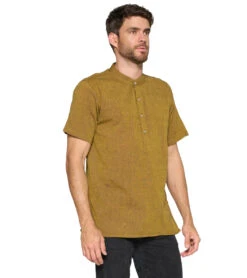 Yak & Yeti Men's Button Up Kurta -Pranty Yoga Shop 6577634148395 mustard 2a