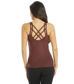 Everyday Yoga Radiant Cheetah Strappy Back Support Tank -Pranty Yoga Shop 6577999773739 burgundycheetah 3a