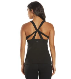 Everyday Yoga Instinct Solid Twisted Back Support Tank Black -Pranty Yoga Shop 6578000724011 black