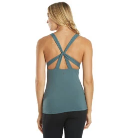 Everyday Yoga Instinct Solid Twisted Back Support Tank -Pranty Yoga Shop 6578000756779 eucalyptusgrey