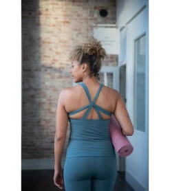 Everyday Yoga Instinct Solid Twisted Back Support Tank -Pranty Yoga Shop 6578000756779 eucalyptusgrey 6a