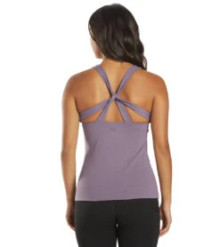 Everyday Yoga Instinct Solid Twisted Back Support Tank -Pranty Yoga Shop 6578000789547 purpletaupe 1a