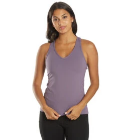 Everyday Yoga Instinct Solid Twisted Back Support Tank -Pranty Yoga Shop 6578000789547 purpletaupe 2a
