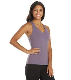 Everyday Yoga Instinct Solid Twisted Back Support Tank -Pranty Yoga Shop 6578000789547 purpletaupe 3a