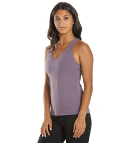 Everyday Yoga Instinct Solid Twisted Back Support Tank -Pranty Yoga Shop 6578000789547 purpletaupe 5a