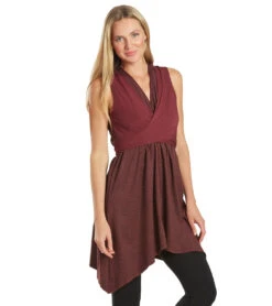 Everyday Yoga Wondrous Cheetah Wrap Dress -Pranty Yoga Shop 6581670805547 burgundycheetah 2a