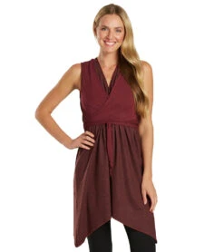 Everyday Yoga Wondrous Cheetah Wrap Dress -Pranty Yoga Shop 6581670805547 burgundycheetah 6a