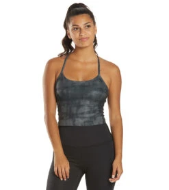 Beyond Yoga Spacedye Printed Slim Racerback Cropped Tank Silver Mist Striped Dye -Pranty Yoga Shop 6582207512619 silvermiststripeddye
