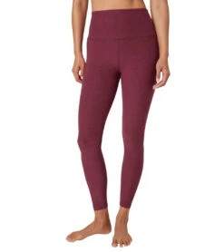 Beyond Yoga Spacedye High Waisted Caught In The Midi 7/8 Yoga Leggings Garnet Red Heather -Pranty Yoga Shop 6582215868459 garnetredheather