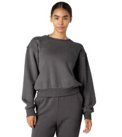 Beyond Yoga WFH Fleece Cropped Crew Charcoal -Pranty Yoga Shop 6582269739051 charcoal