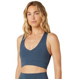 Beyond Yoga Remix Ribbed Bra Mineral Blue Heather Rib