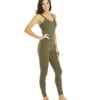 Everyday Yoga Radiant Solid Strappy Back Long Leotard 28" Dark Olive -Pranty Yoga Shop 6596610621483 darkolive 2a