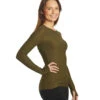Beyond Yoga Featherweight Spacedye Classic Crew Pullover Deep Olive Heather
