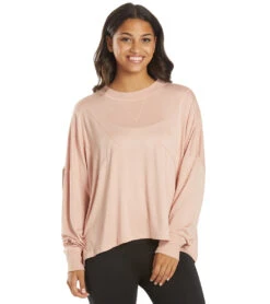 Free People Runner Up Long Sleeve Shell Pink -Pranty Yoga Shop 6619096186923 shellpink