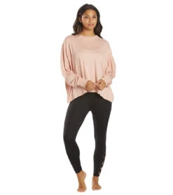 Free People Runner Up Long Sleeve Shell Pink -Pranty Yoga Shop 6619096186923 shellpink 4a