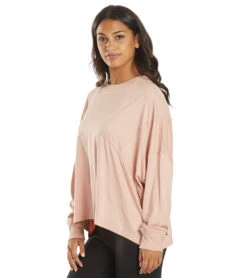 Free People Runner Up Long Sleeve Shell Pink -Pranty Yoga Shop 6619096186923 shellpink 5a