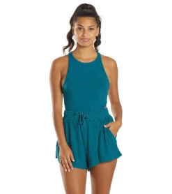 Free People Blissed Out Romper Blue Peacock -Pranty Yoga Shop 6619097858091 bluepeacock 1