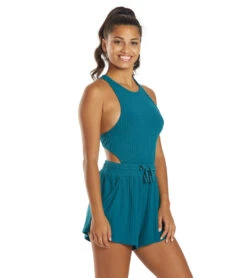 Free People Blissed Out Romper 9 Free People Blissed Out Romper -Pranty Yoga Shop 6619097858091 bluepeacock 2a