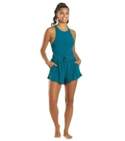 Free People Blissed Out Romper 11 Free People Blissed Out Romper -Pranty Yoga Shop 6619097858091 bluepeacock 4a
