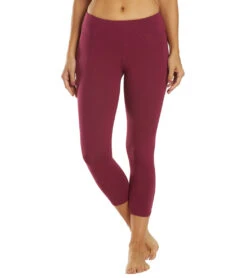 Hard Tail Flat Waisted Cotton Yoga Capris Boysenberry -Pranty Yoga Shop 6620205908011 boysenberry
