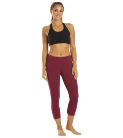 Hard Tail Flat Waisted Cotton Yoga Capris Boysenberry -Pranty Yoga Shop 6620205908011 boysenberry 4a