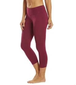 Hard Tail Flat Waisted Cotton Yoga Capris Boysenberry -Pranty Yoga Shop 6620205908011 boysenberry 5a