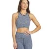 Spiritual Gangster High Neck Jacquard Stripe Bra -Pranty Yoga Shop 6629894357035 navyprintstripe 1a