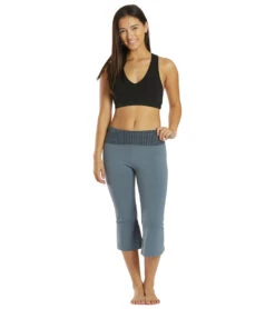Hard Tail Contour Rolldown V-Split Capris Steel Blue -Pranty Yoga Shop 6637055508523 steelblue 4a